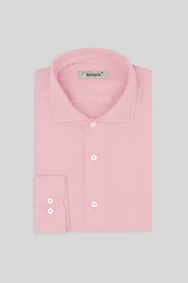 camisa de lino basica rosa