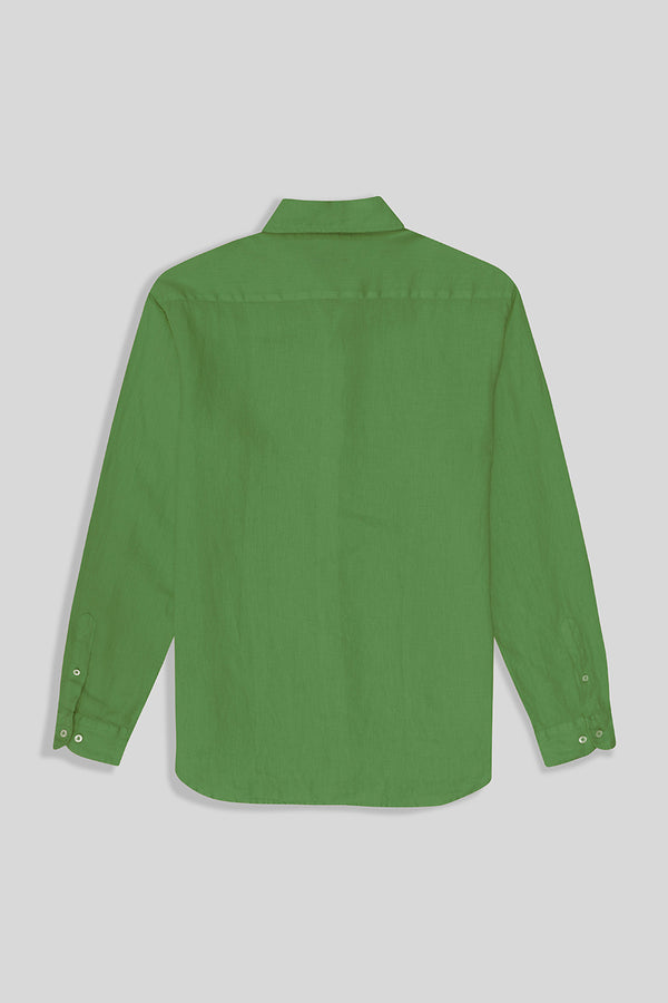 camisa basica lino verde manzana