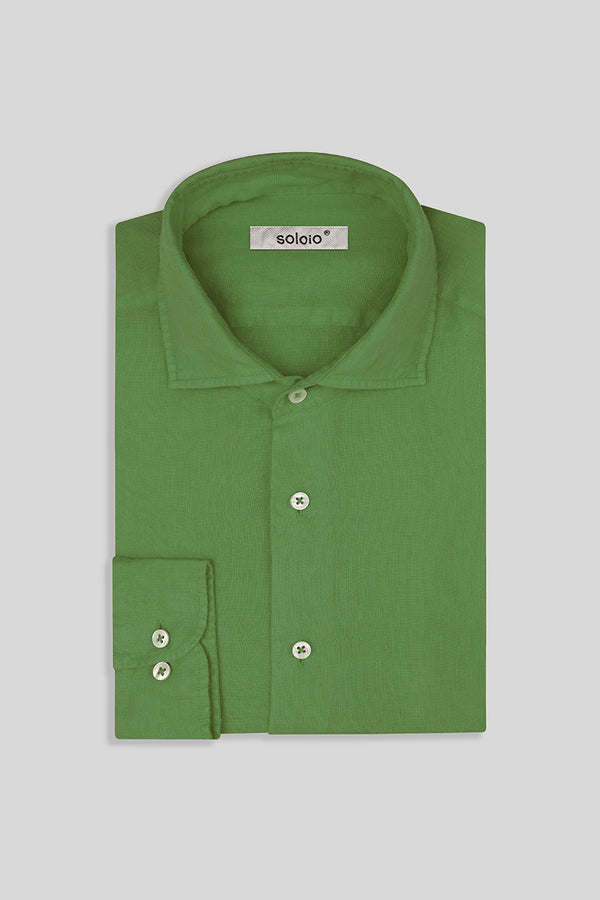 camisa basica lino verde manzana