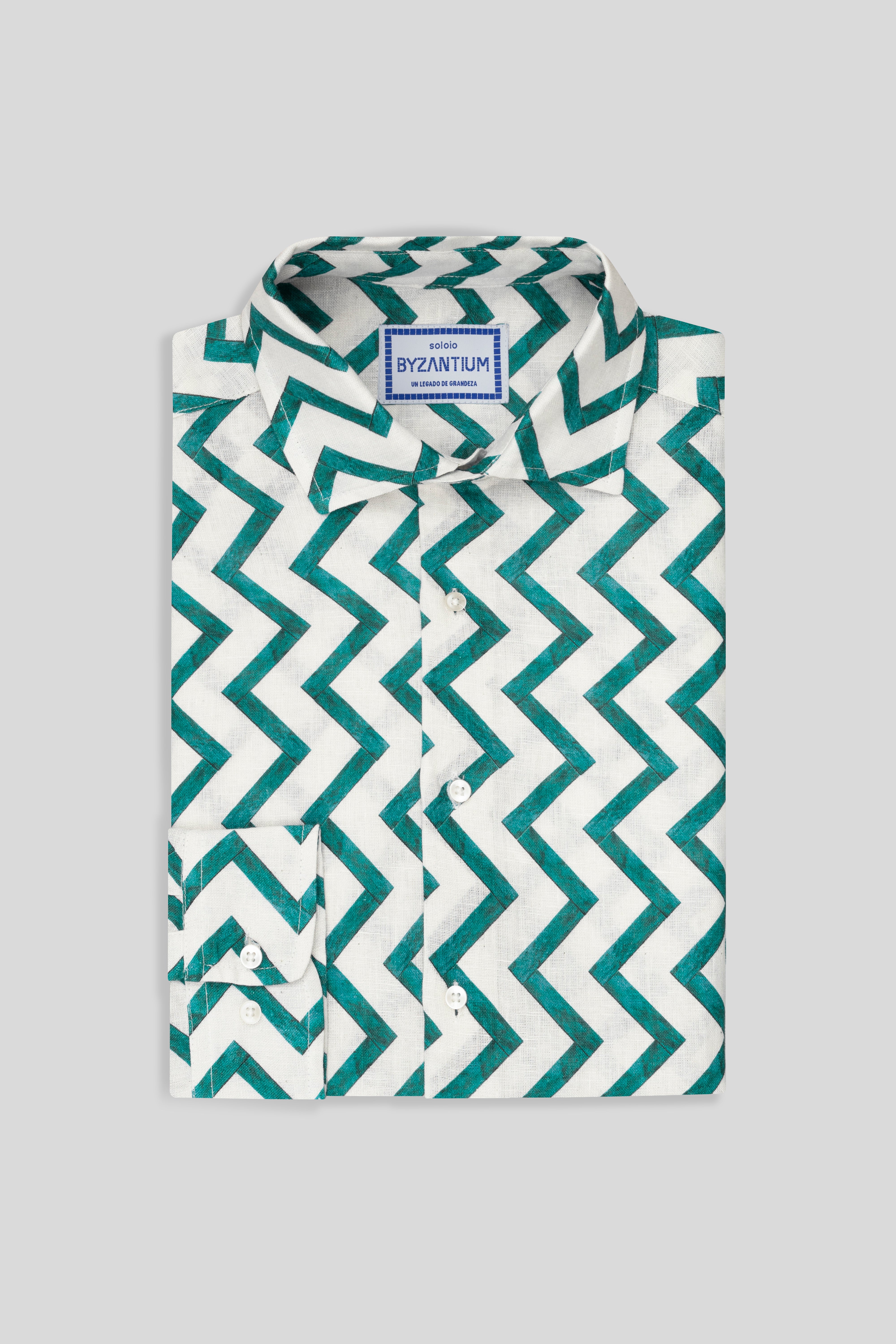 zigzag linen shirt green