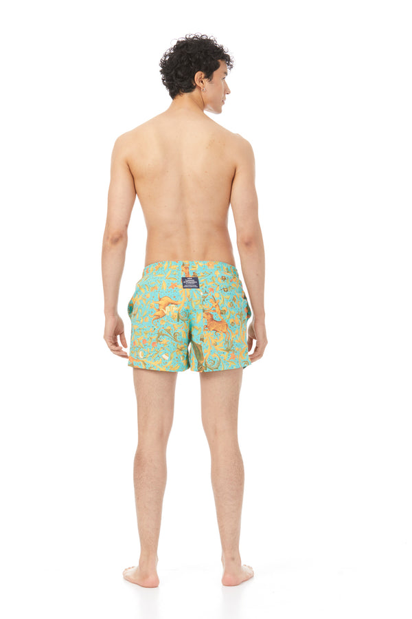 men’s polyester swim trunk turquoise lorenzo