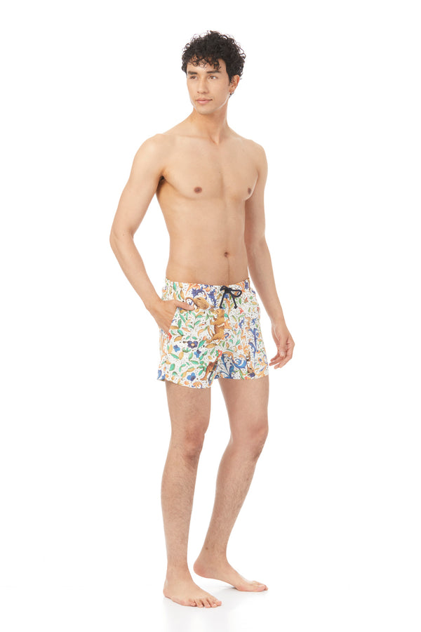 men’s polyester swim trunk white lorenzo