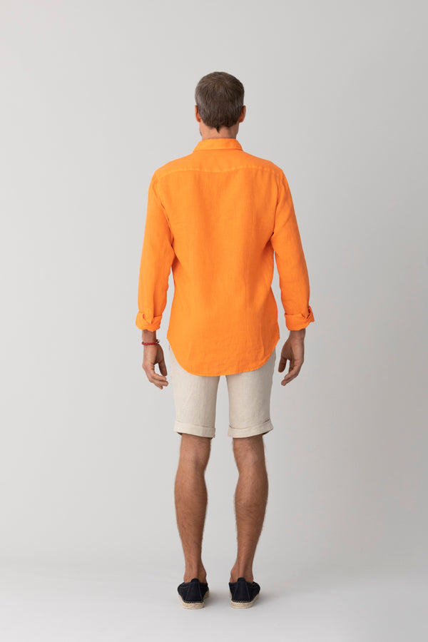 camisa básica de lino naranja ml