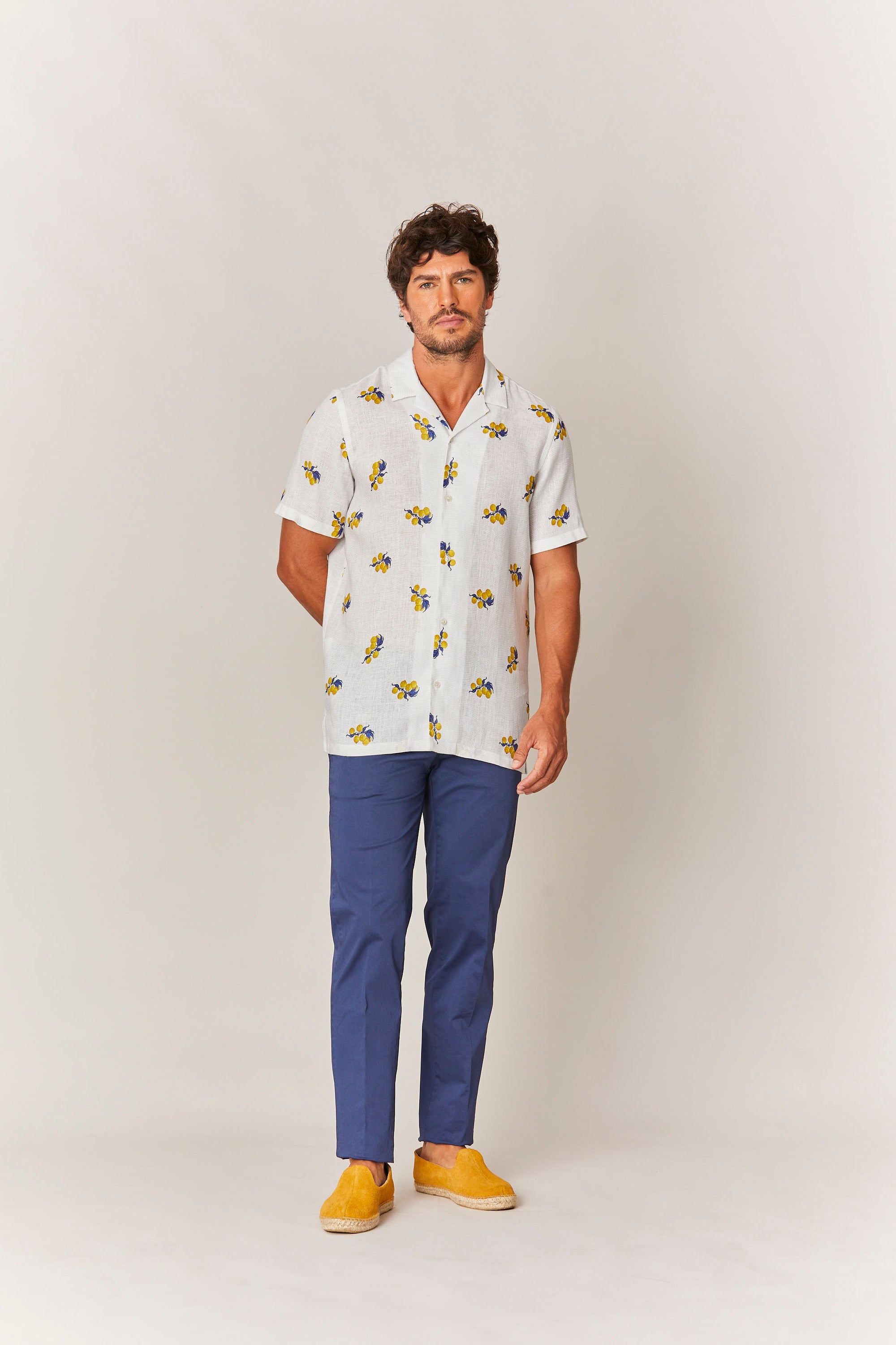 camisa de lino arezzo amarillo