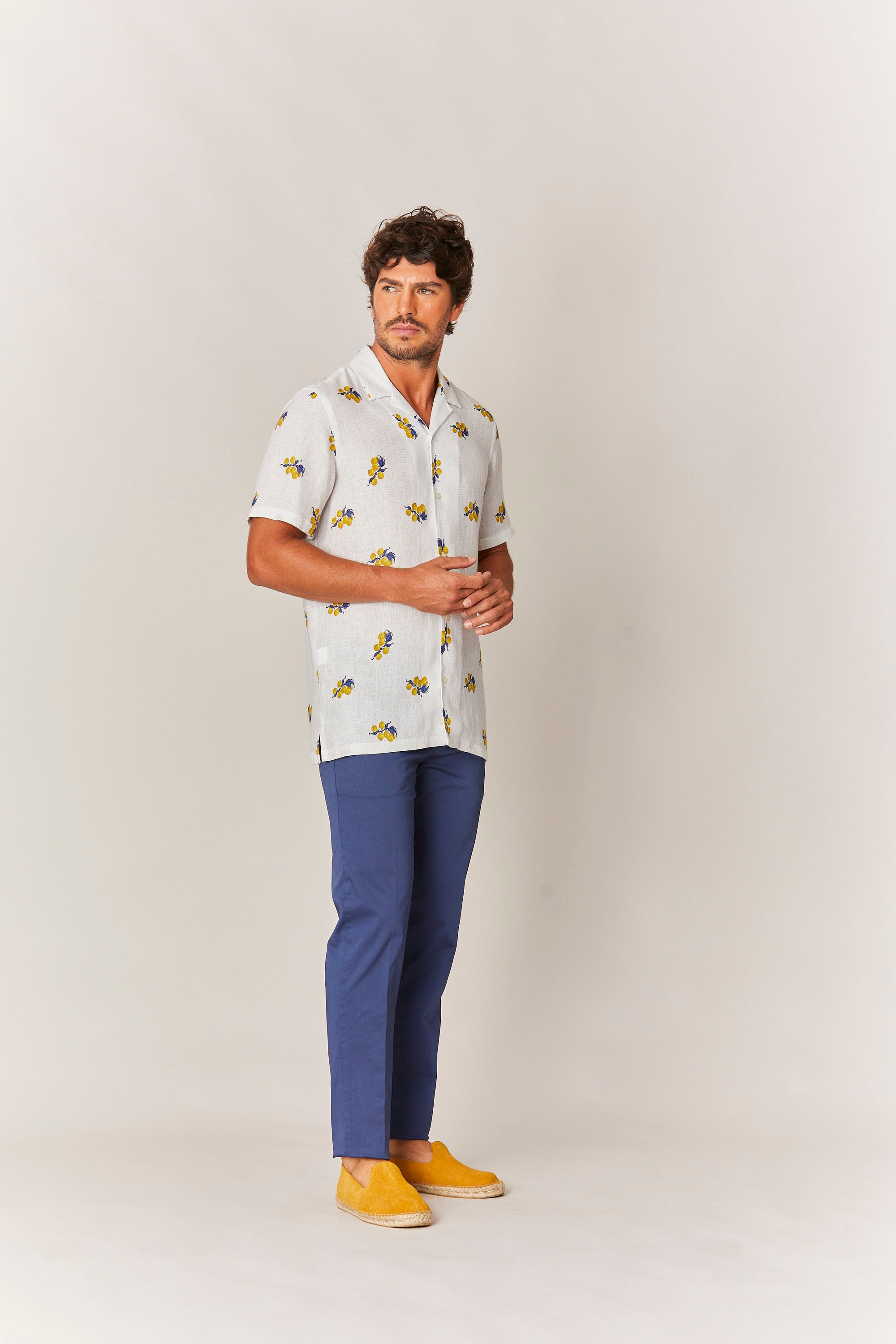 camisa de lino arezzo amarillo