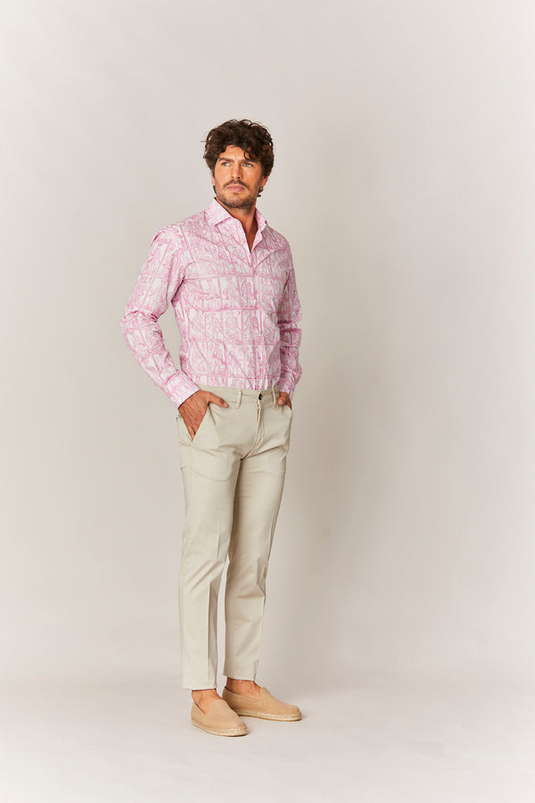 camisa de algodón tiépolo rosa