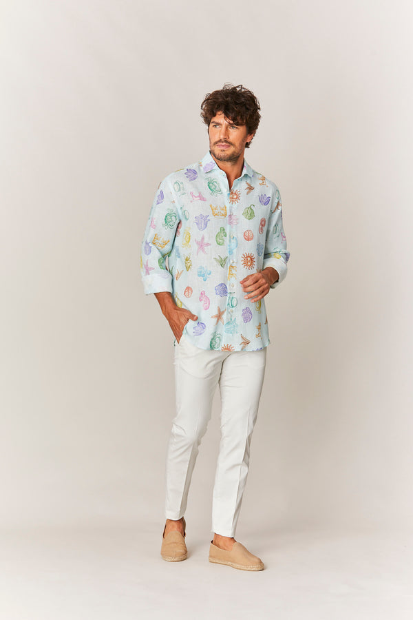 camisa de lino giorgio multicolor