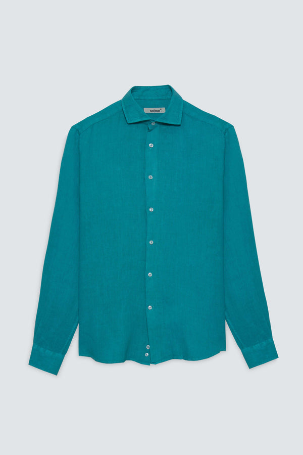 basic linen shirt dark turquoise