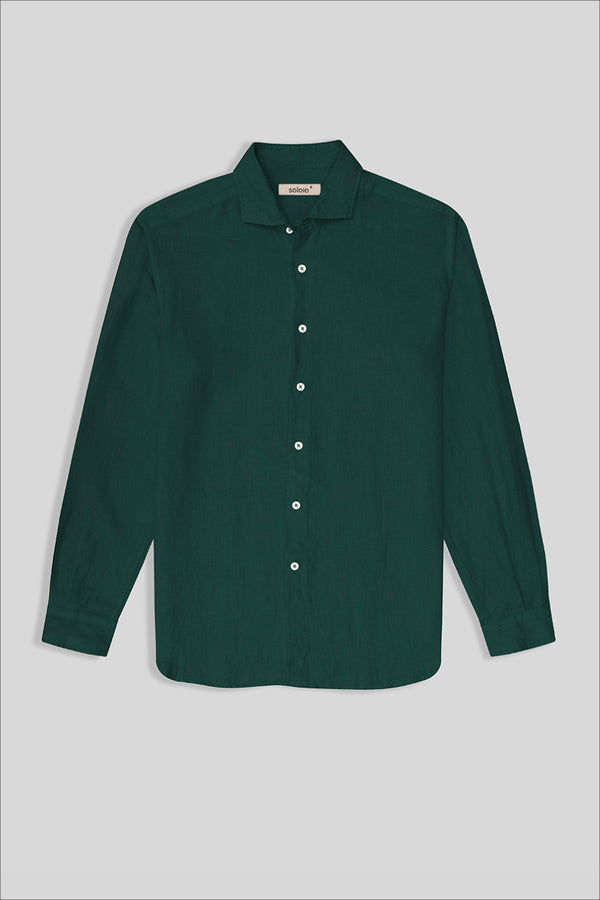 basic linen shirt dark green