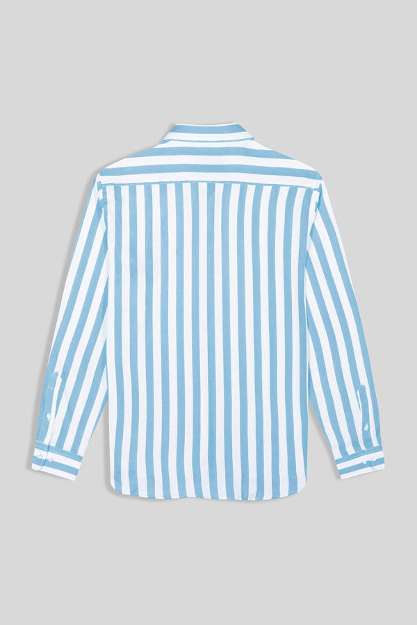 blue curacao striped linen shirt