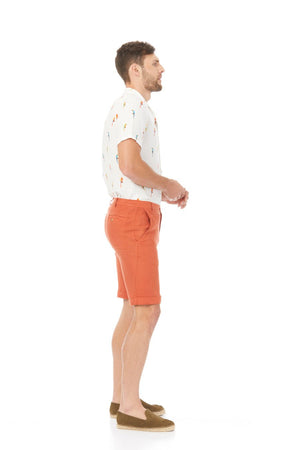basic linen bermuda shorts brick - soloio