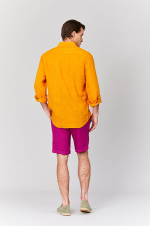 basic linen bermuda shorts fuxia - soloio