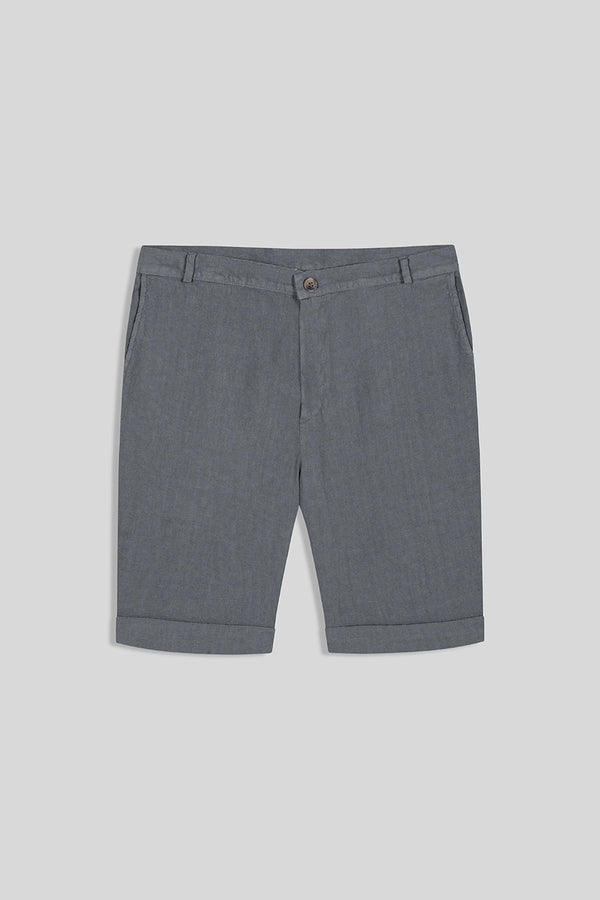 basic linen bermuda shorts grey - soloio