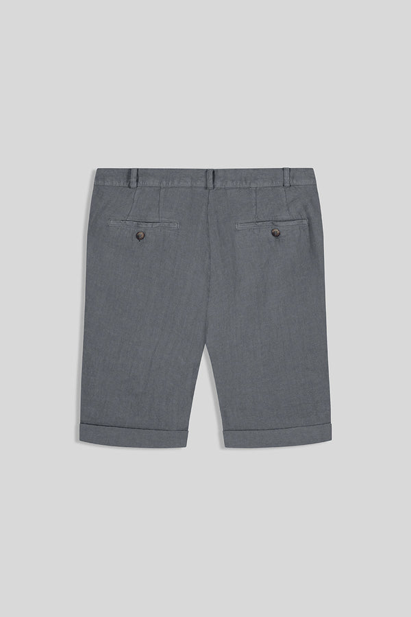 basic linen bermuda shorts grey - soloio