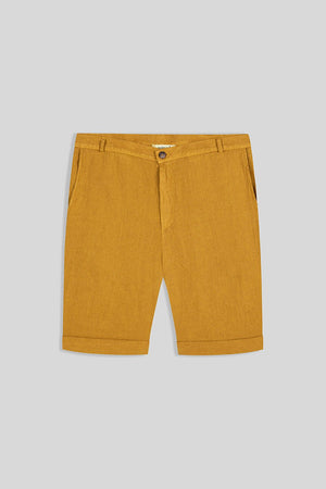 basic linen bermuda shorts mustard II - soloio