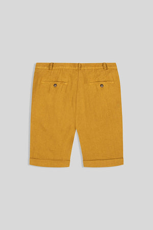 basic linen bermuda shorts mustard II - soloio