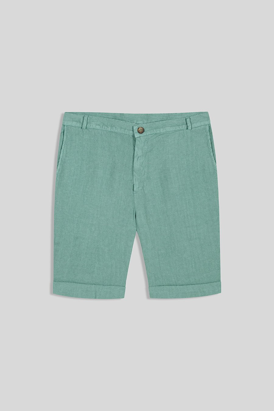 basic linen bermuda shorts persian green - soloio