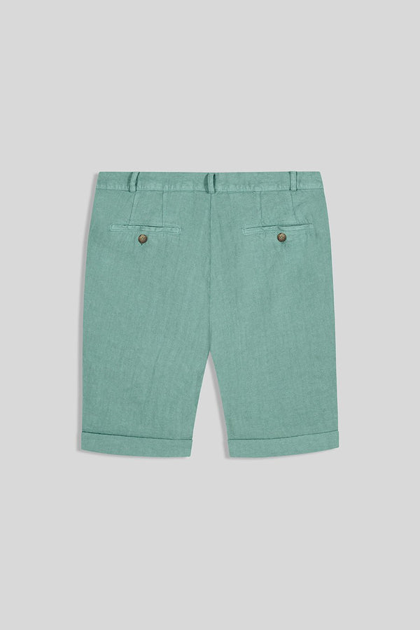 basic linen bermuda shorts persian green - soloio