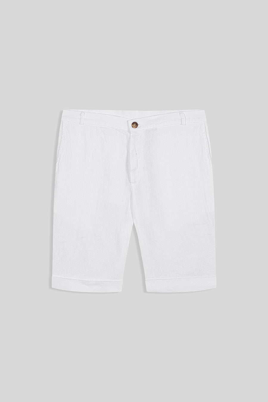 basic linen bermuda shorts white - soloio