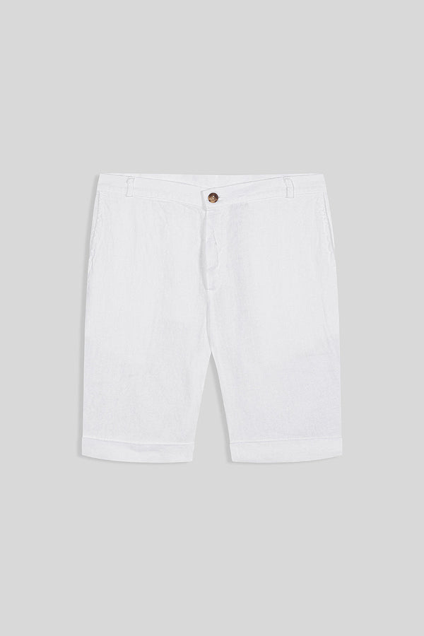 basic linen bermuda shorts white - soloio