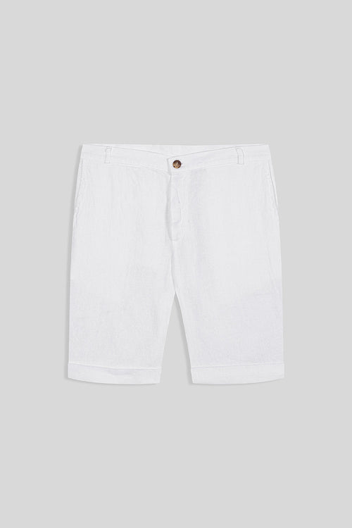 basic linen bermuda shorts white