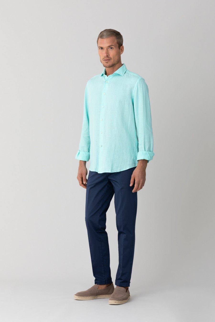 basic linen shirt aqua - soloio