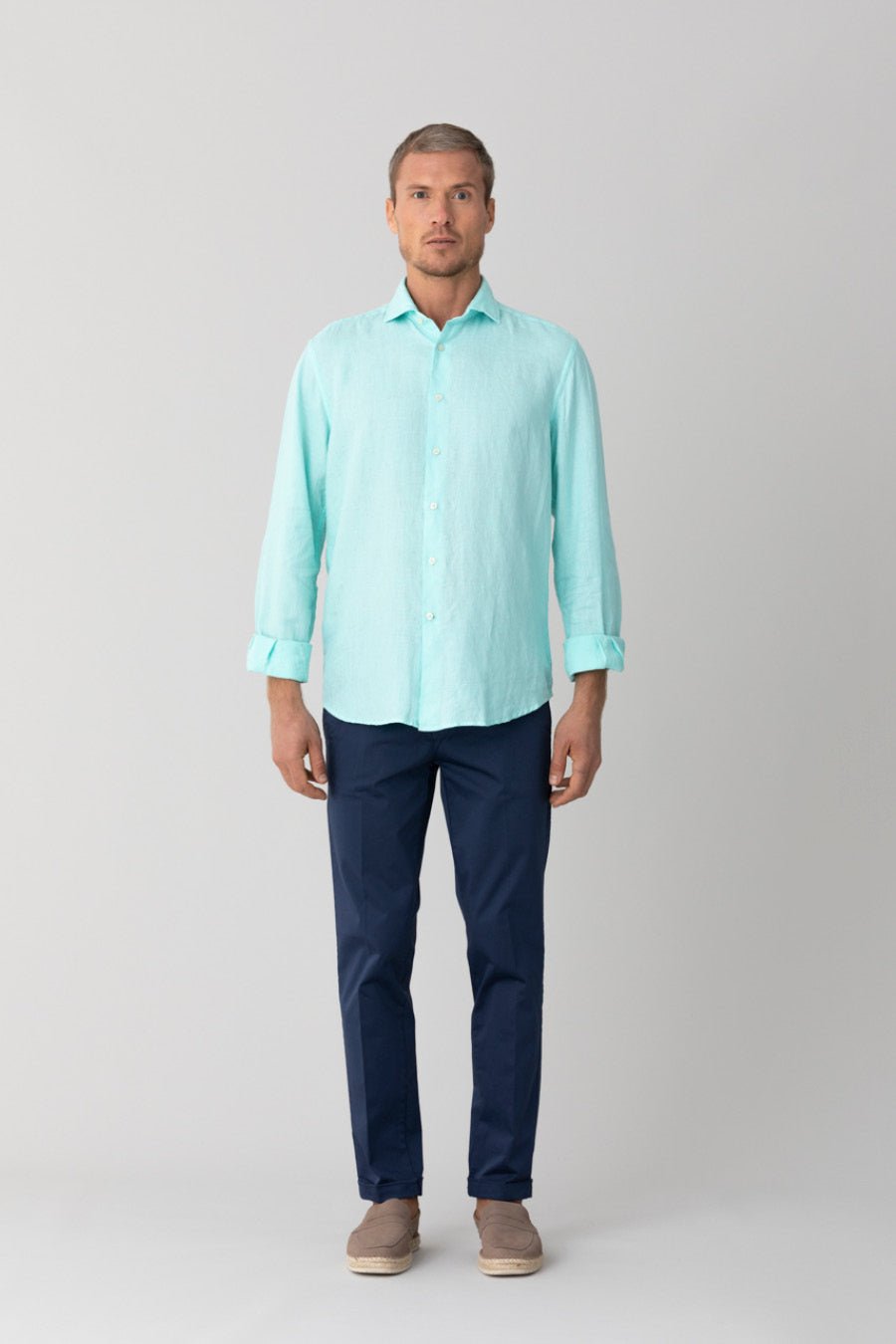 basic linen shirt aqua - soloio