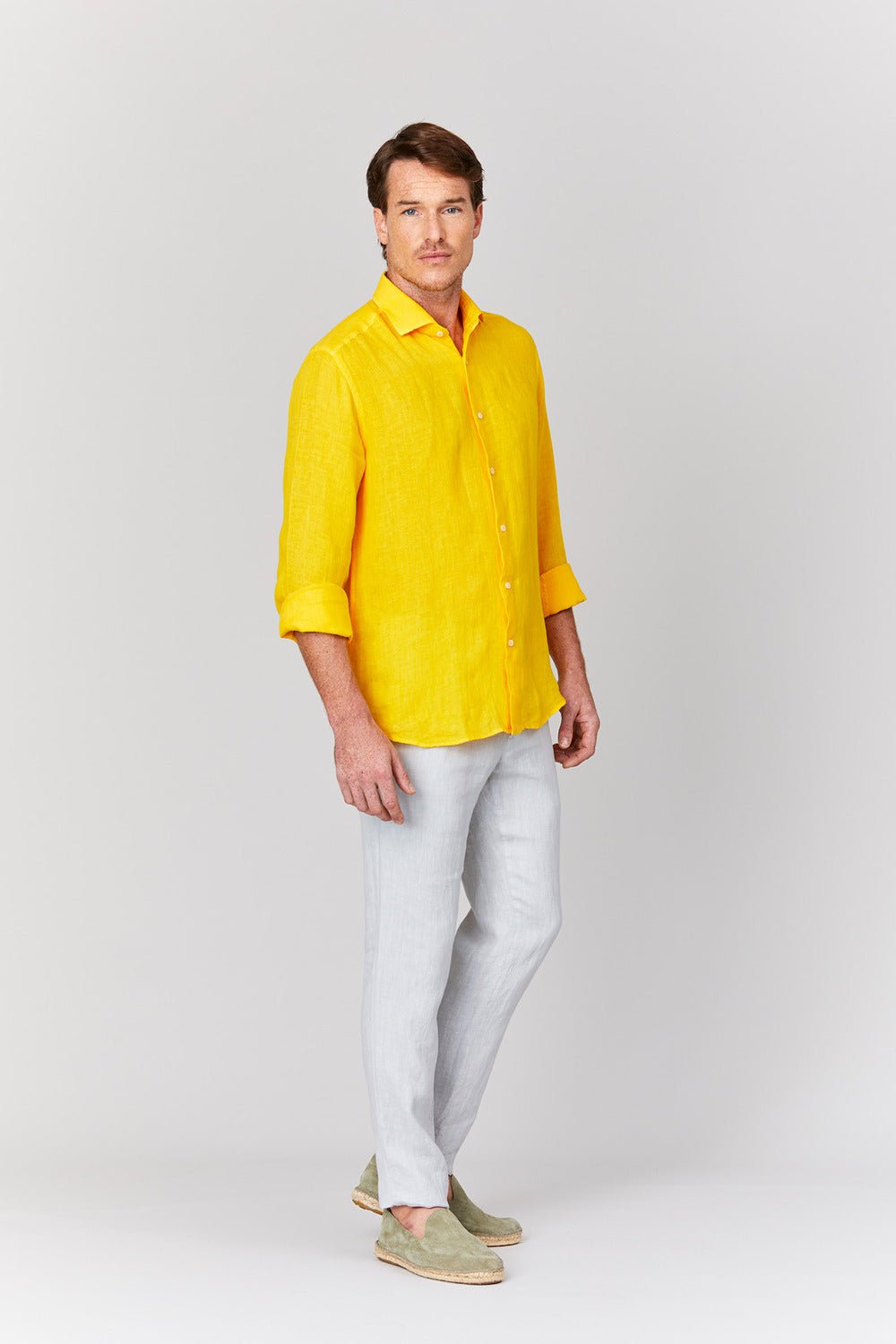 basic linen shirt banana - soloio