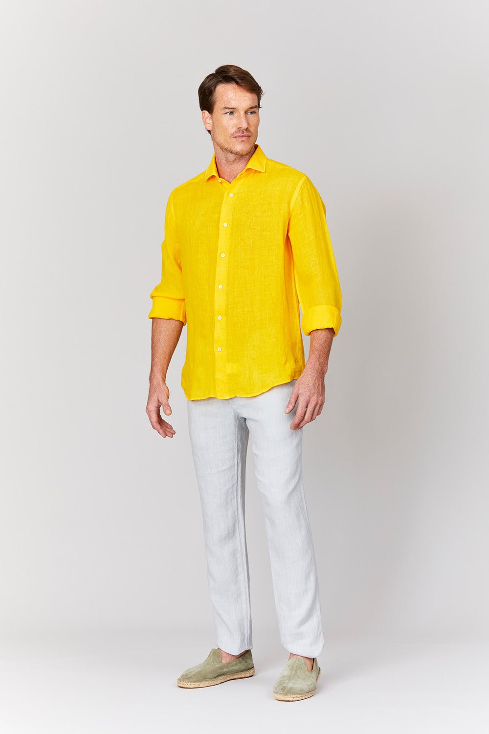 basic linen shirt banana - soloio