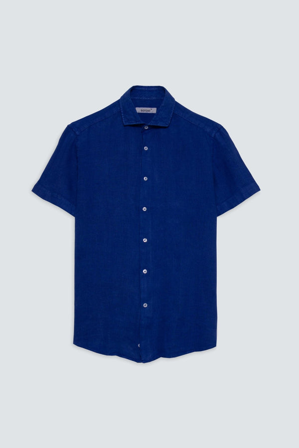 basic linen shirt blue ink mc - soloio