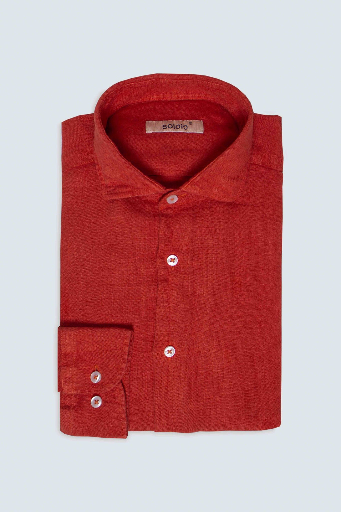 basic linen shirt brick - soloio