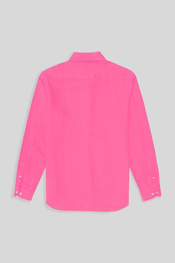 basic linen shirt bright pink - soloio