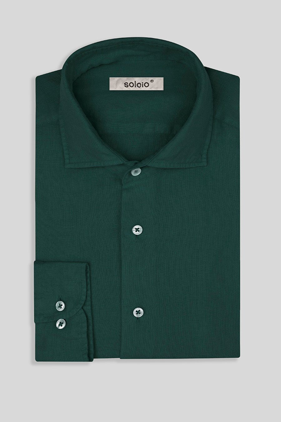 basic linen shirt dark green - soloio