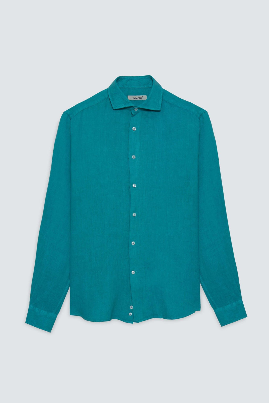 basic linen shirt dark turquoise - soloio