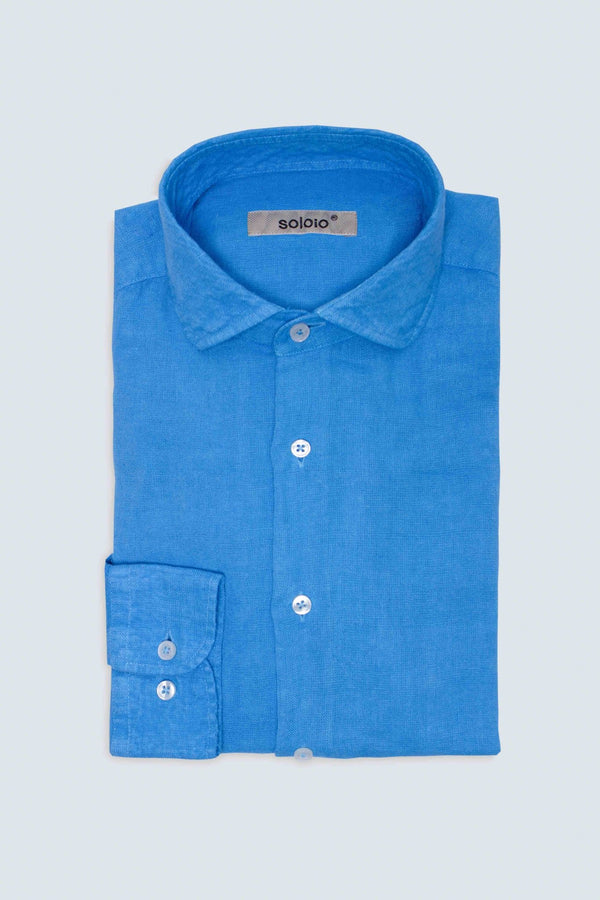 basic linen shirt electric blue - soloio