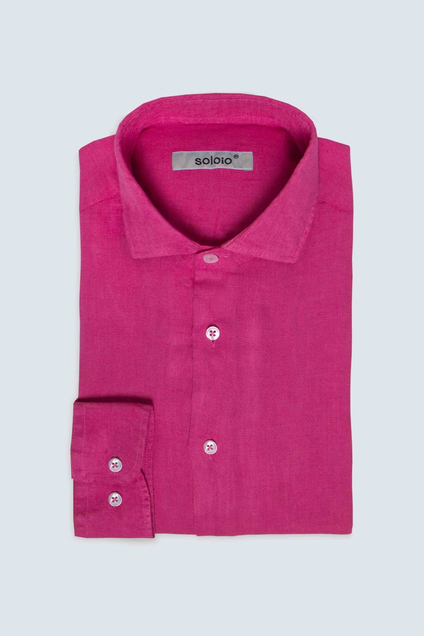 basic linen shirt fuxia gin - soloio