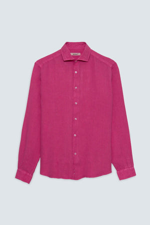 basic linen shirt fuxia gin - soloio