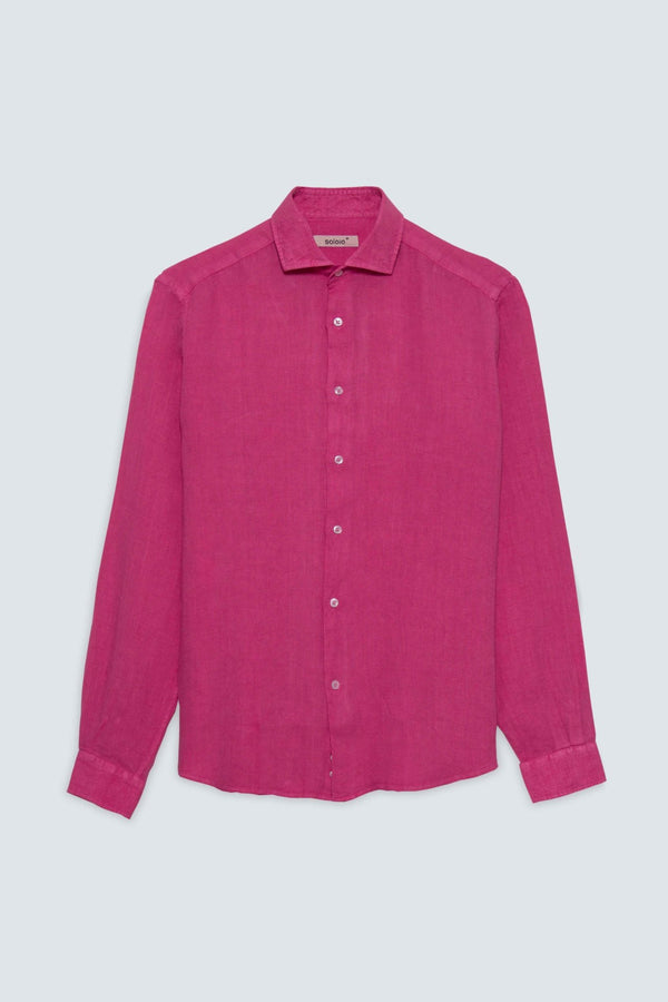 basic linen shirt fuxia gin - soloio