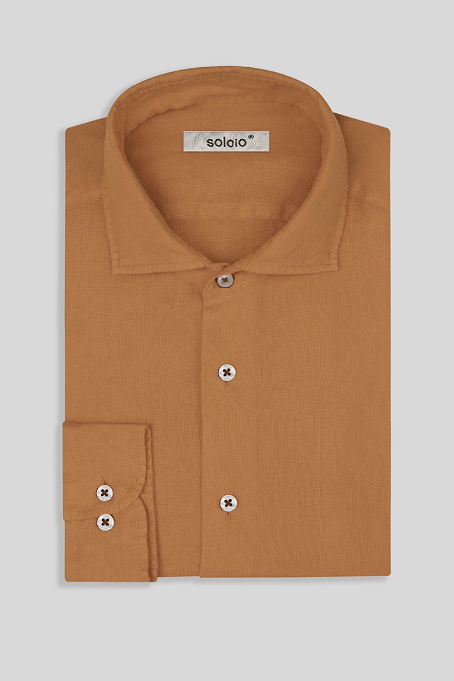 basic linen shirt leather - soloio