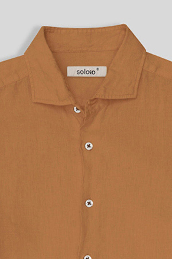 basic linen shirt leather - soloio