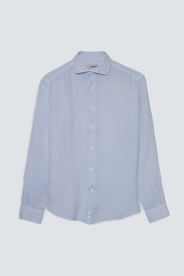 basic linen shirt light blue powder - soloio