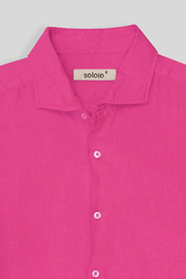 basic linen shirt light fuxia - soloio