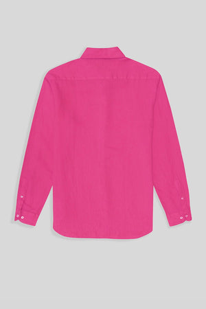 basic linen shirt light fuxia - soloio