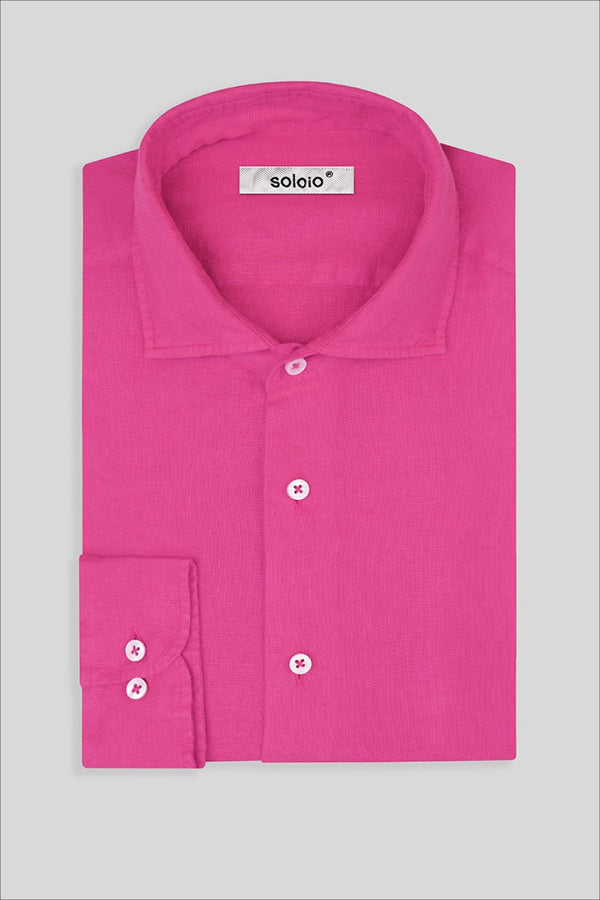 basic linen shirt light fuxia - soloio