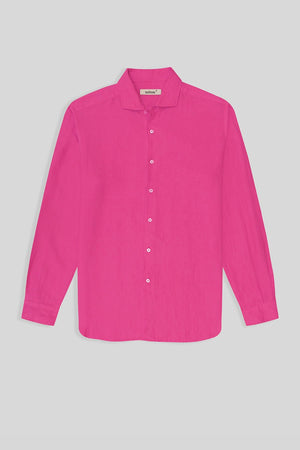 basic linen shirt light fuxia - soloio