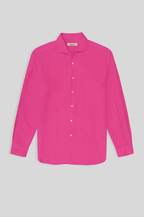 basic linen shirt light fuxia - soloio