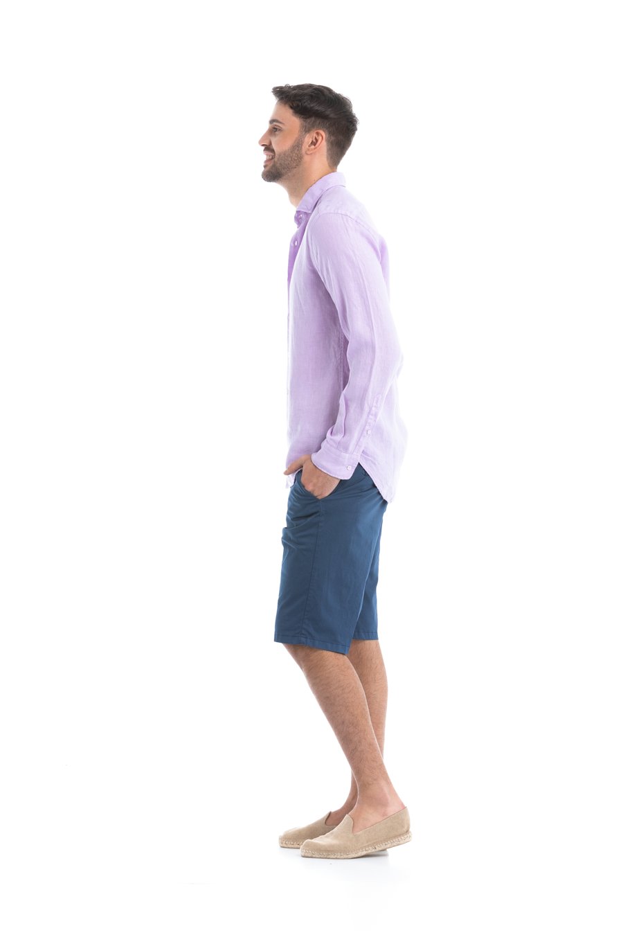 basic linen shirt light lilac - soloio