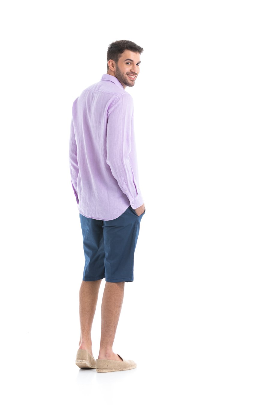 basic linen shirt light lilac - soloio