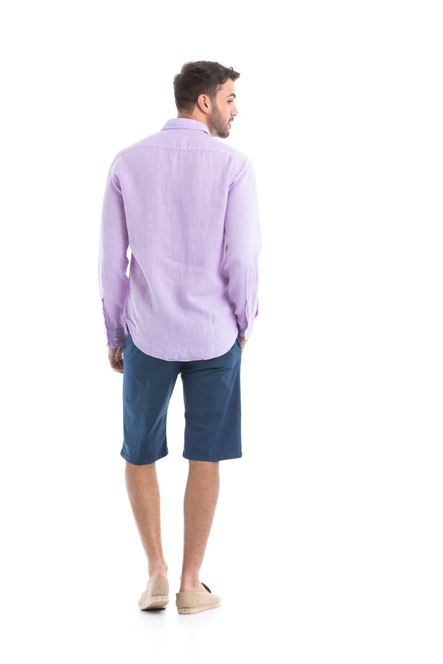 basic linen shirt light lilac - soloio