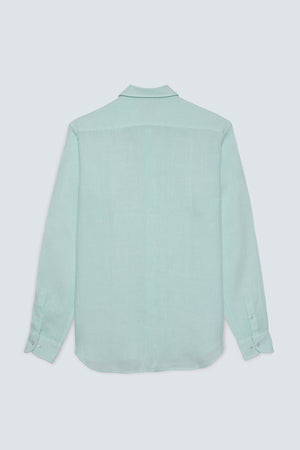 basic linen shirt light turquoise - soloio